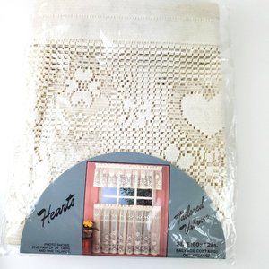 Kmart Vintage Hearts Tailored Valance Natural color one 60" x 12" NOS Unopened!